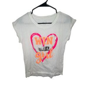 NWT Girls SO White Graphic “Win Like A Girl” Graphic T-Shirt With Heart